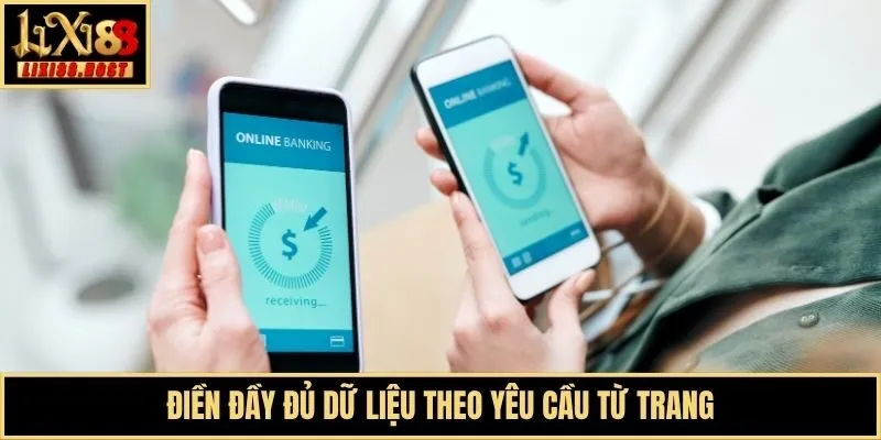 Điền đầy đủ dữ liệu theo yêu cầu từ trang